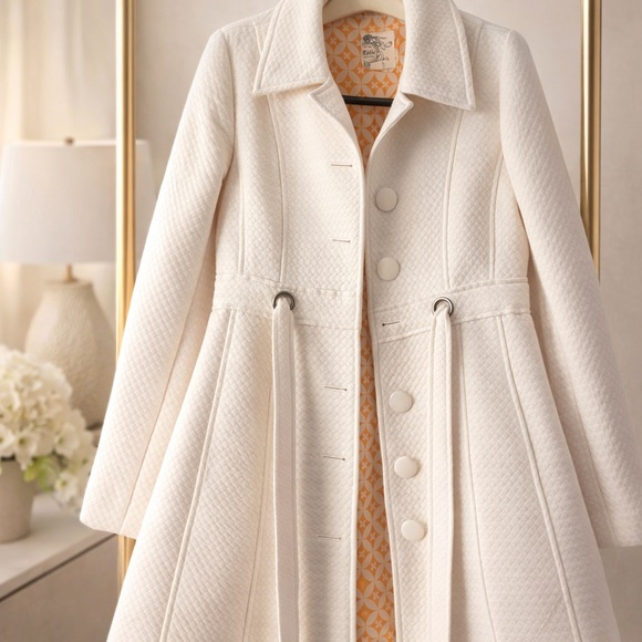 Anthropologie Jackets & Blazers - 🤍 Elegant Textured White Coat – Tailored Feminine Silhouette 🤍